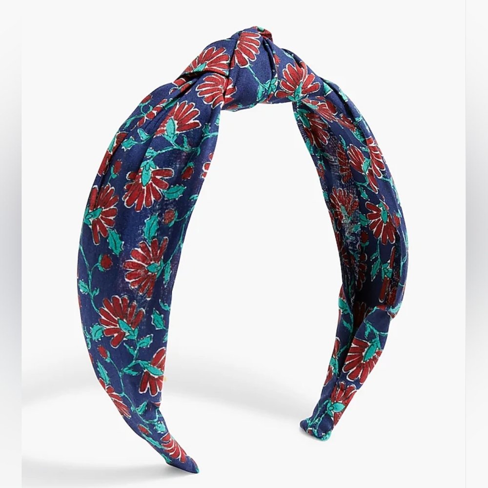 J.Crew floral knot headband, blue/ Red